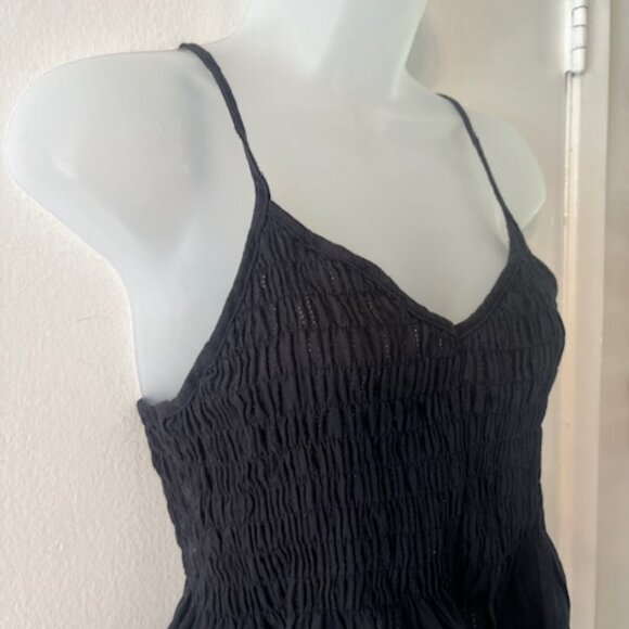 Cute Summer Gathered Tank Top ~ Black - Picture 3 of 6